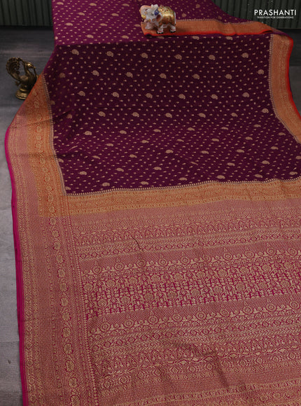 Purple & Pink Banarasi Georgette Saree