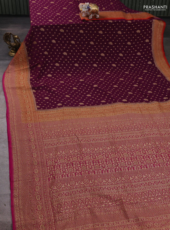 Purple & Pink Banarasi Georgette Saree
