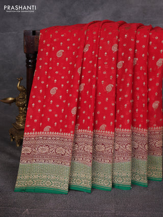 Red & Green Banarasi Georgette Saree