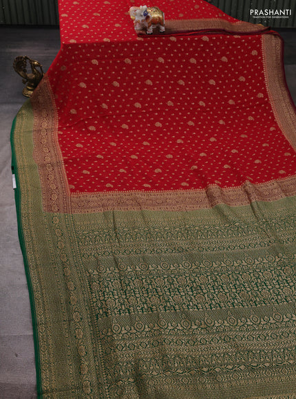 Red & Green Banarasi Georgette Saree