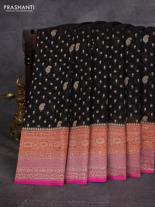 Black & Pink Banarasi Georgette Saree