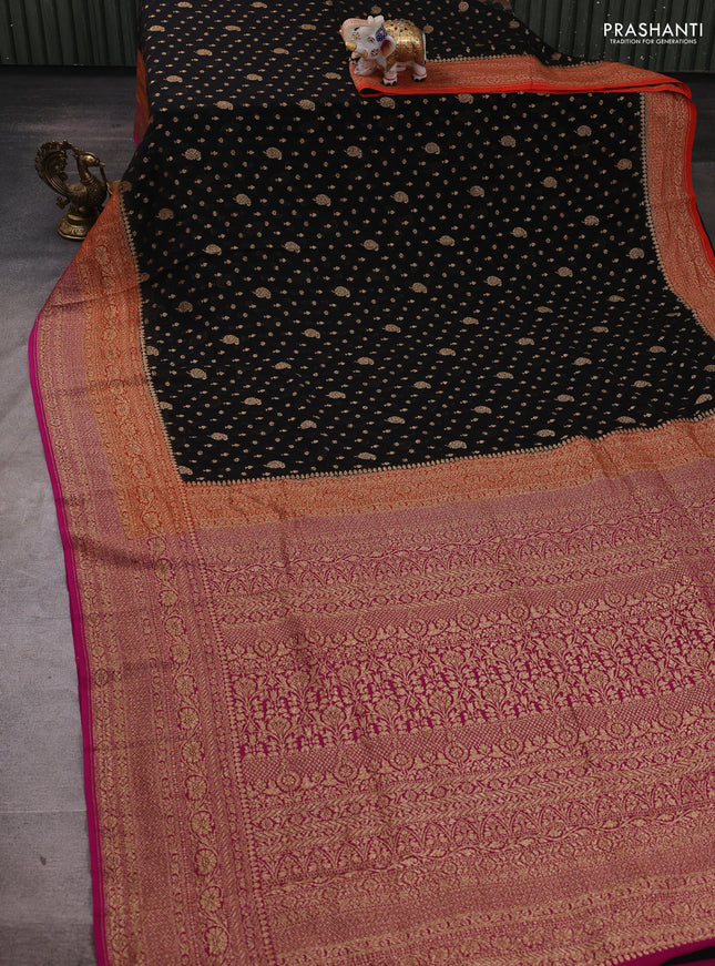 Black & Pink Banarasi Georgette Saree