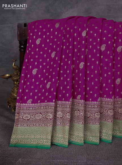 Pink & Green Banarasi Georgette Saree