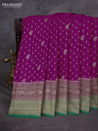 Pink & Green Banarasi Georgette Saree