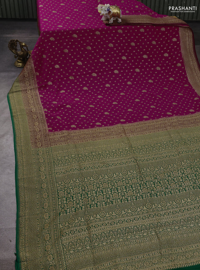 Pink & Green Banarasi Georgette Saree