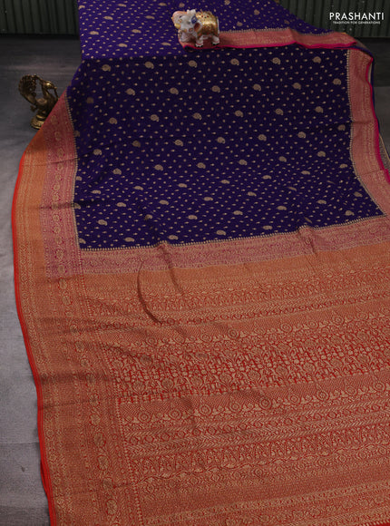 Blue & Orange Banarasi Georgette Saree