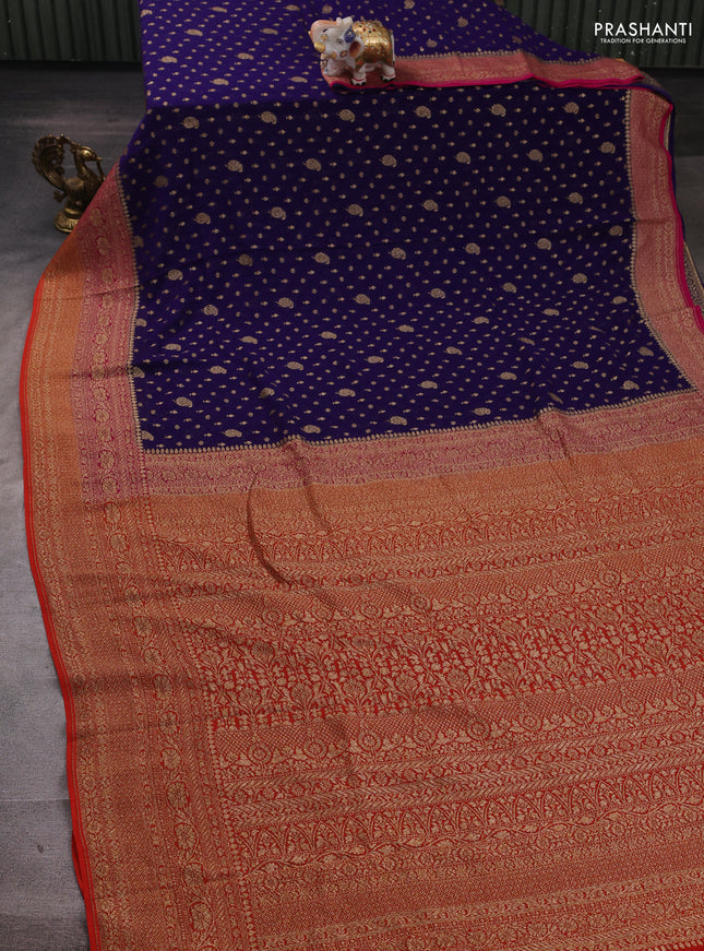 Blue & Orange Banarasi Georgette Saree