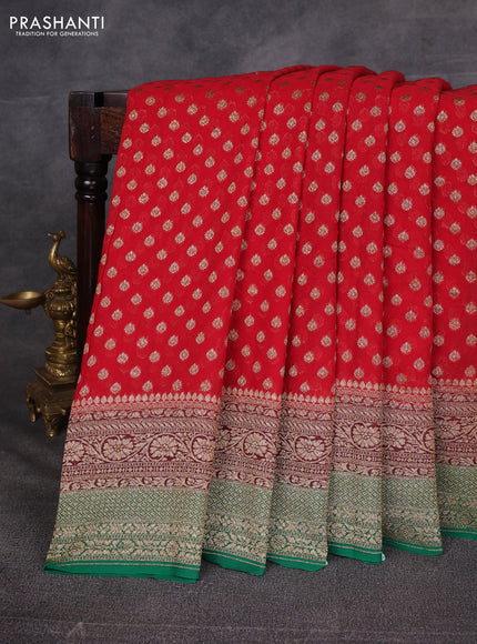 Red & Green Banarasi Georgette Saree
