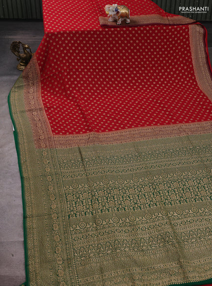 Red & Green Banarasi Georgette Saree