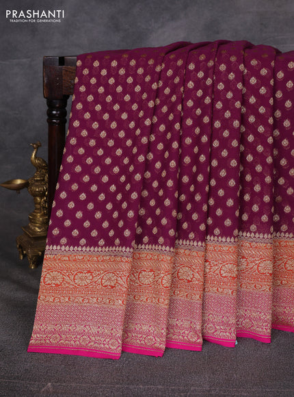 Purple & Pink Banarasi Georgette Saree