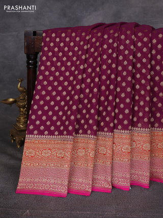 Purple & Pink Banarasi Georgette Saree