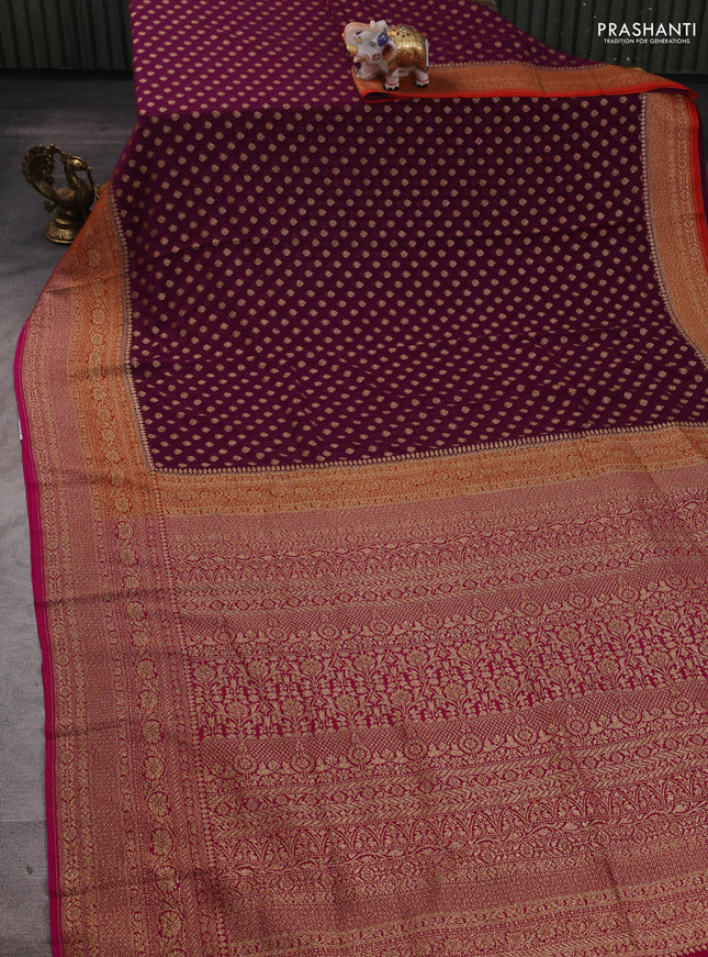 Purple & Pink Banarasi Georgette Saree