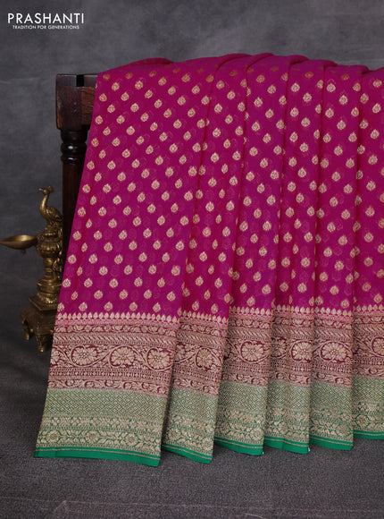 Pink & Green Banarasi Georgette Saree