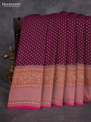 Purple & Magenta Pink Banarasi Georgette Saree