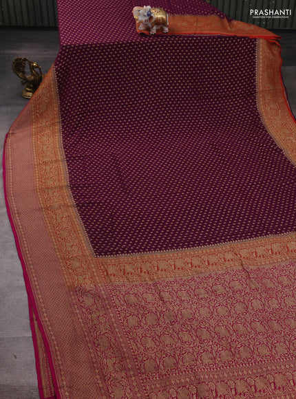 Purple & Magenta Pink Banarasi Georgette Saree