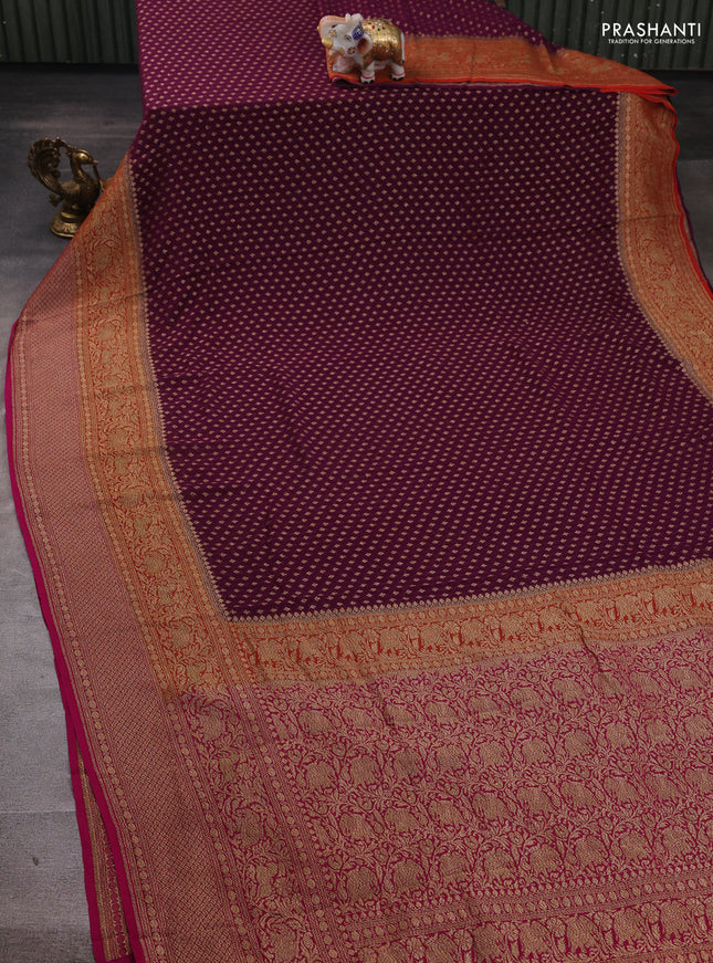 Purple & Magenta Pink Banarasi Georgette Saree