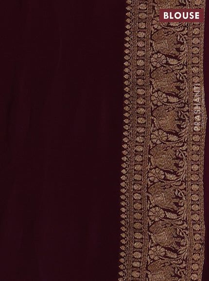 Mustard Yellow & Wine Banarasi Georgette Saree