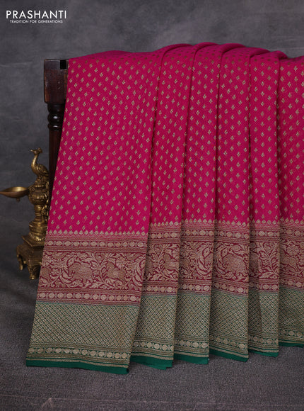 Pink & Green Banarasi Georgette Saree