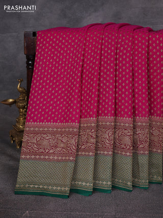 Pink & Green Banarasi Georgette Saree