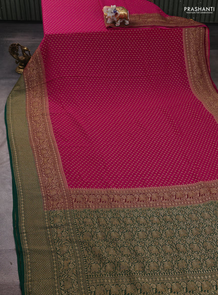 Pink & Green Banarasi Georgette Saree
