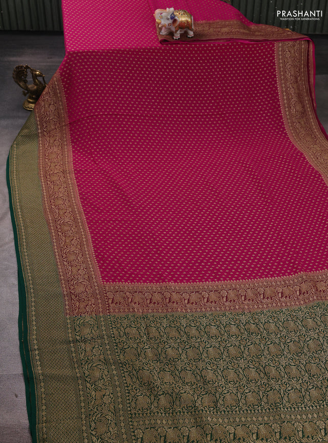 Pink & Green Banarasi Georgette Saree