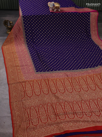 Blue & Orange Banarasi Georgette Saree