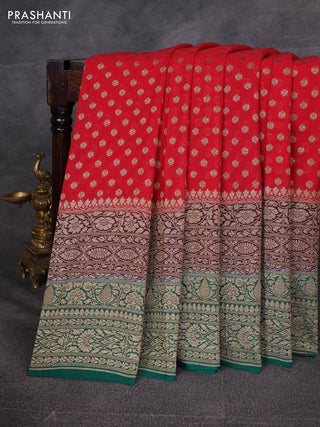 Red & Green Banarasi Georgette Saree - Buttas