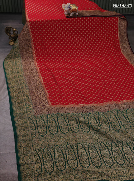 Red & Green Banarasi Georgette Saree - Buttas