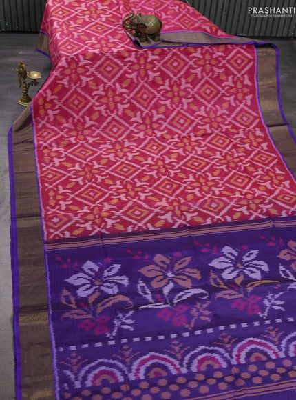 Pink & Lavender Ikat Silk Cotton Saree