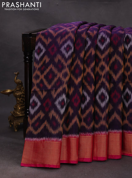 Violet & Pink Ikat Silk Cotton Saree