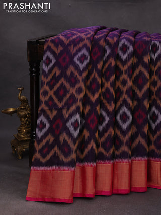 Violet & Pink Ikat Silk Cotton Saree