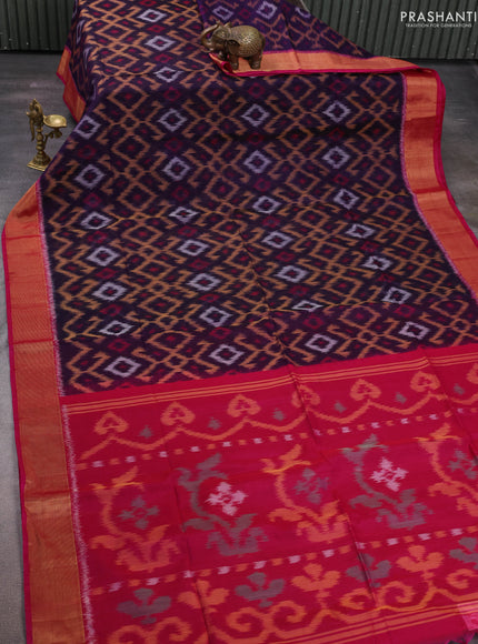 Violet & Pink Ikat Silk Cotton Saree