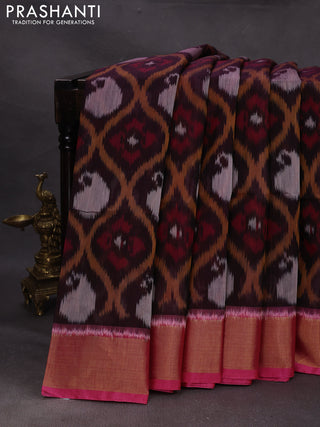 Jamun & Pink Ikat Silk Cotton Saree