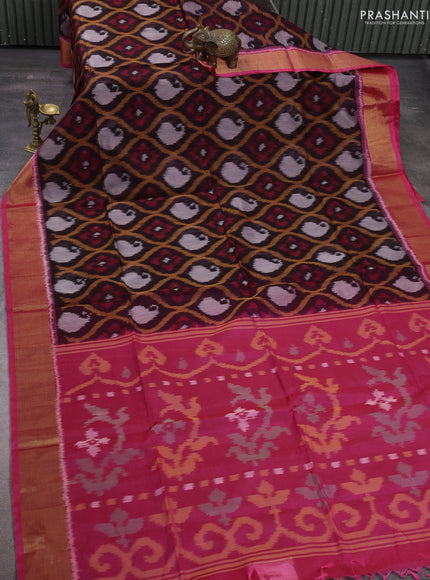 Jamun & Pink Ikat Silk Cotton Saree