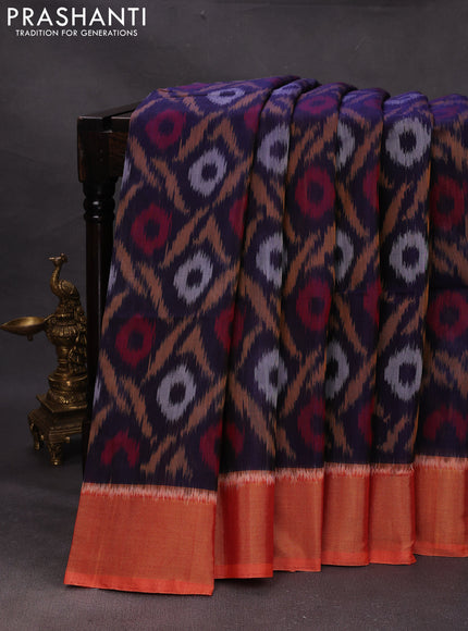 Violet & Orange Ikat Silk Cotton Saree