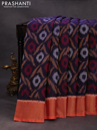 Violet & Orange Ikat Silk Cotton Saree
