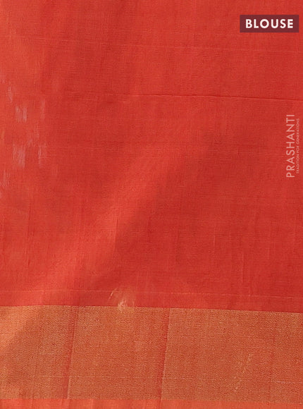 Green & Orange Ikat Silk Cotton Saree