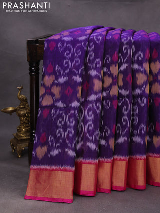 Violet & Pink Ikat Silk Cotton Saree