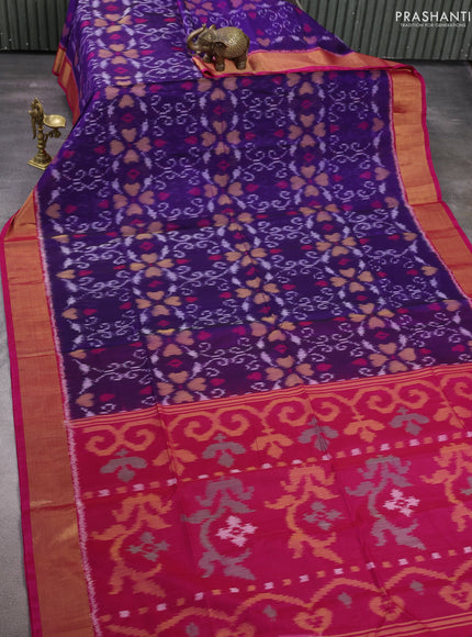Violet & Pink Ikat Silk Cotton Saree