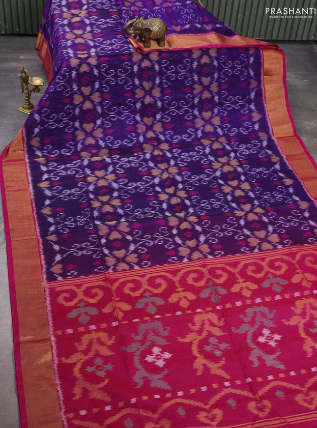 Violet & Pink Ikat Silk Cotton Saree