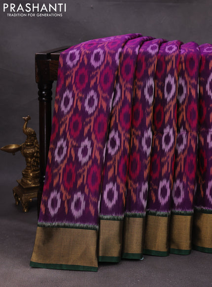 Violet & Green Ikat Silk Cotton Saree