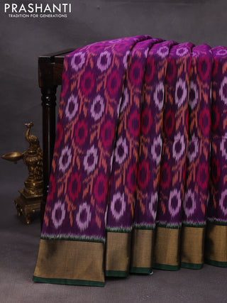 Violet & Green Ikat Silk Cotton Saree