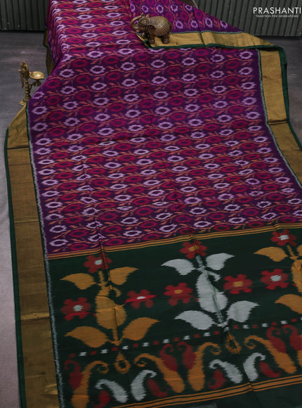 Violet & Green Ikat Silk Cotton Saree