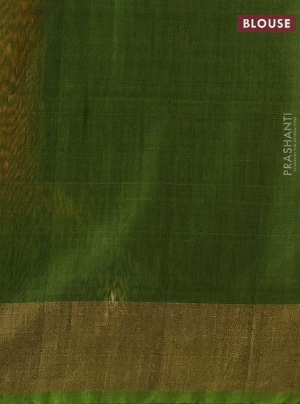 Dark Mustard & Green Ikat Silk Cotton Saree