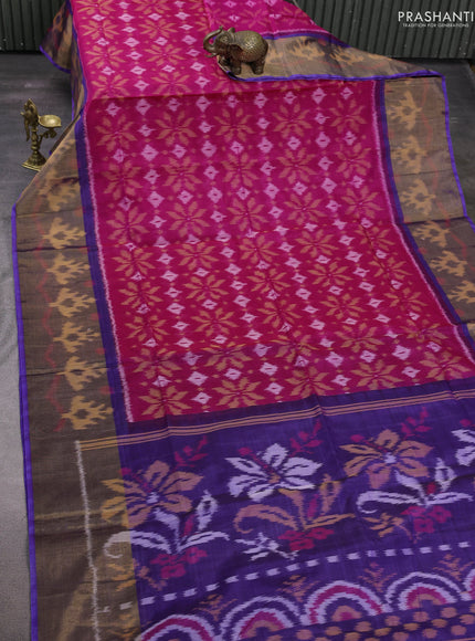Pink & Violet Ikat Silk Cotton Saree