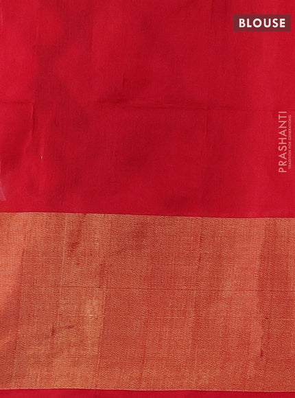Grey & Red Ikat Silk Cotton Saree