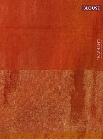 Coff Brown & Mustard Yellow Ikat Silk Cotton Saree