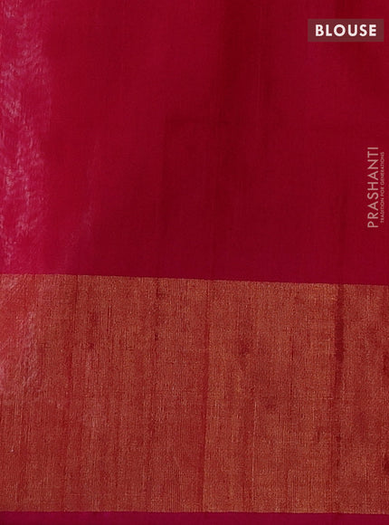 Off White & Pink Ikat Silk Cotton Saree