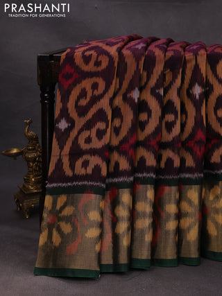 Jamun & Green Ikat Silk Cotton Saree