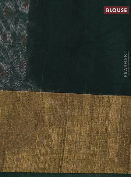 Grey & Green Ikat Silk Cotton Saree